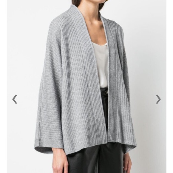 VINCE Gray Ribbed Wool & Cashmere Split Panel
Cardigan - Picture 2 of 10